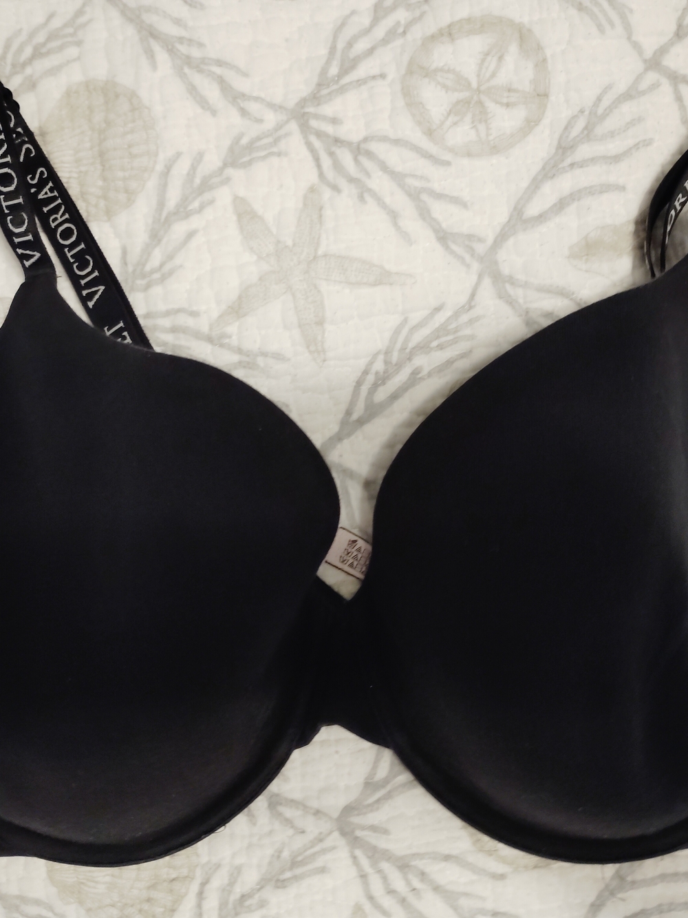 Victoria's Secret Black Smooth T-Shirt Bra with Branded Straps